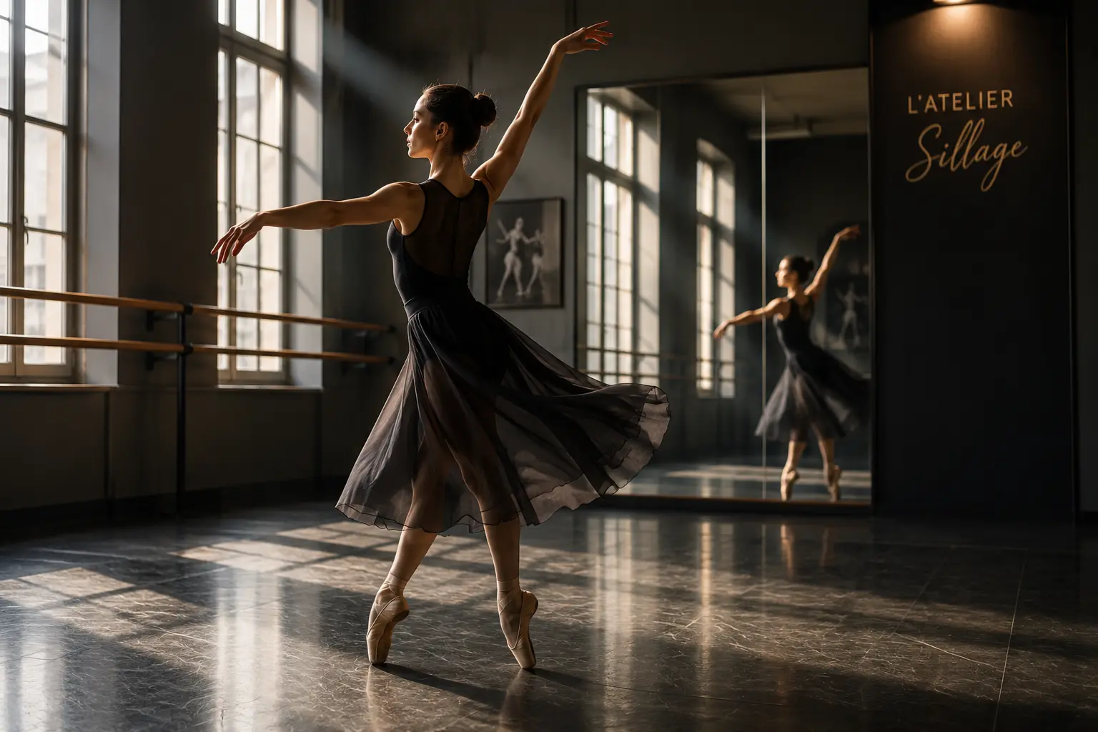 Danseurs adultes en mouvement dans un studio